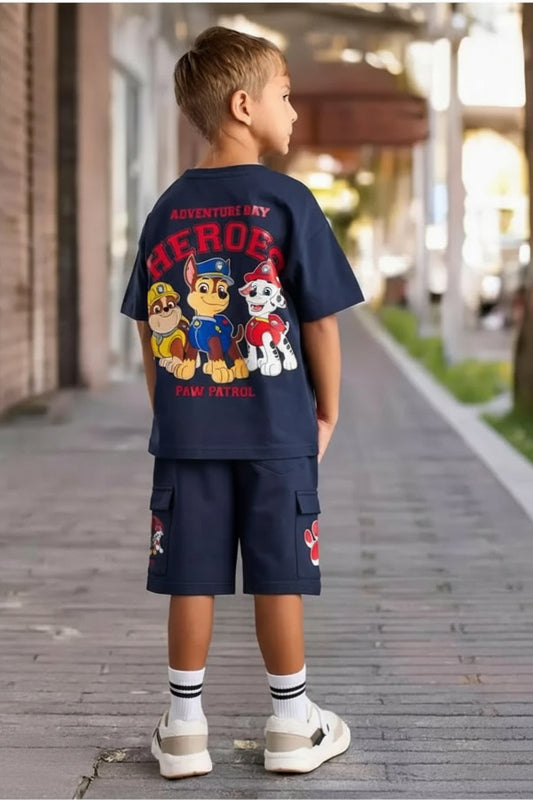 MAX Brand Boys' Paw Patrol Print Cotton T-shirt and Shorts Set